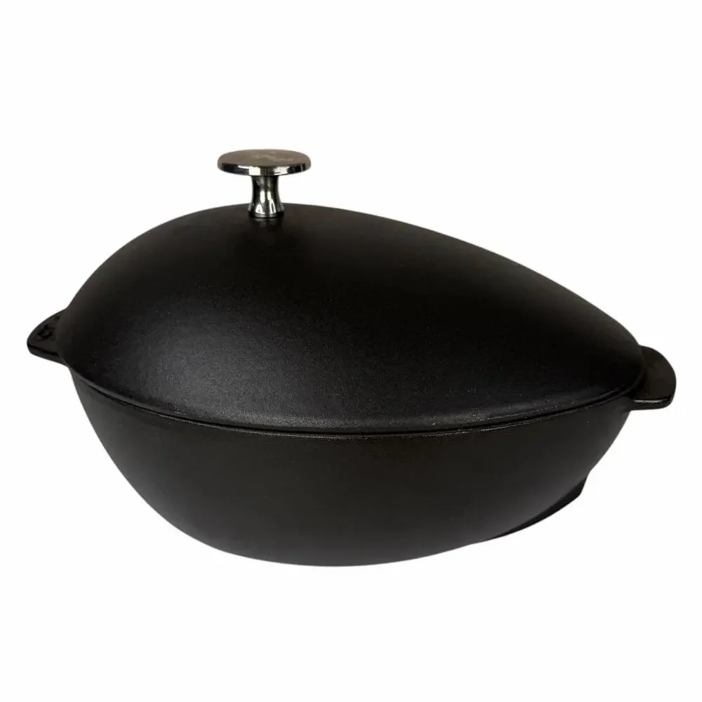 Staub Cast Iron Mussel Pot 2 Quart Black Matte Stainless Knob France